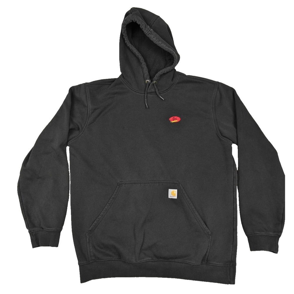 Carhartt Hoodie Sweatshirt Mens Large Black Loose Fit GEI Logo K121 BLK TS0121-M